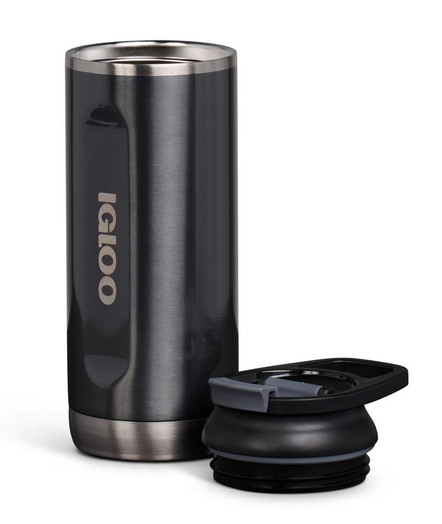 [00071068] IGLOO-16 Oz Stainless Steel Flip ‘n’ Sip Tumbler - Carbonite  Image 