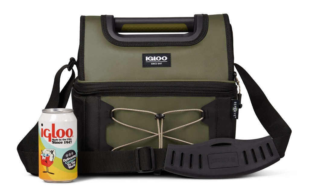 [00066290] IGLOO-16-Can Dual Compartment Insulated Gripper Lunch Bag - Olive  Image 