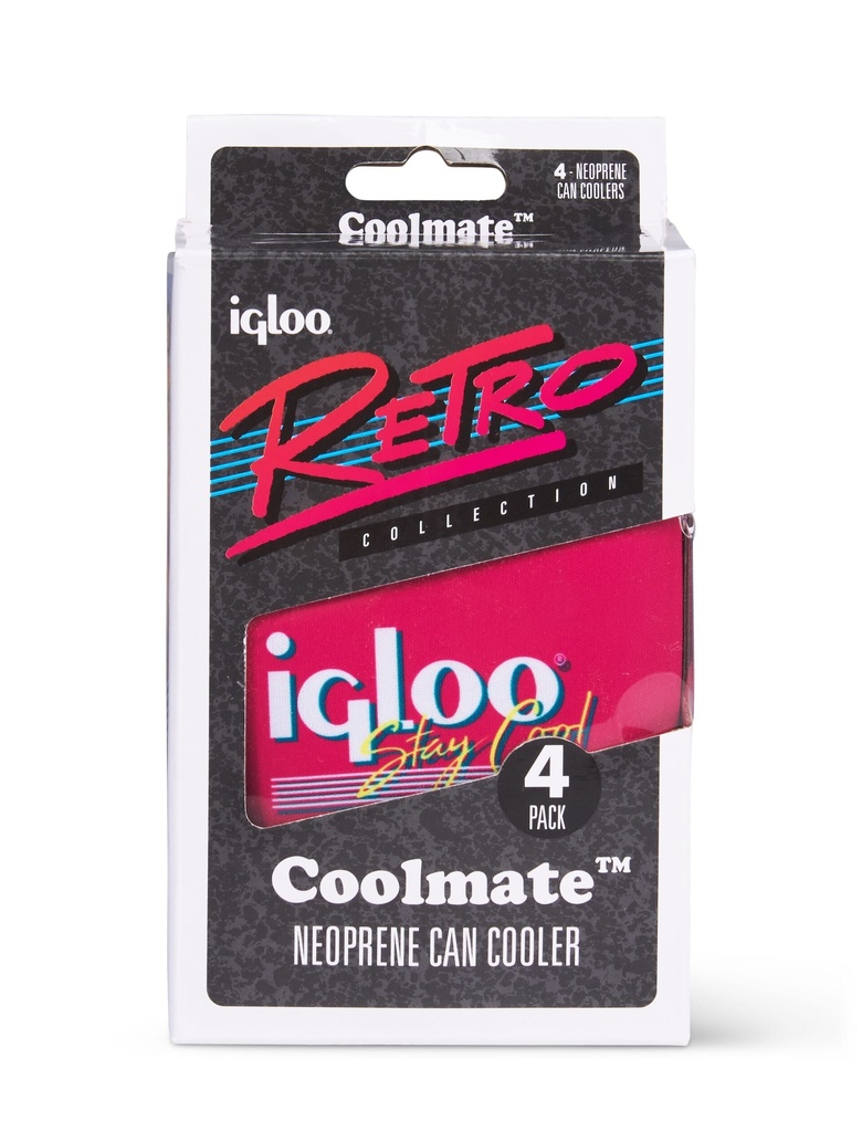 [00071000] IGLOO-Retro Soft Coolmate™ 4-Pack Can Cooler  - Dark Jade /Bold Magenta /Livewire Yellow Image 