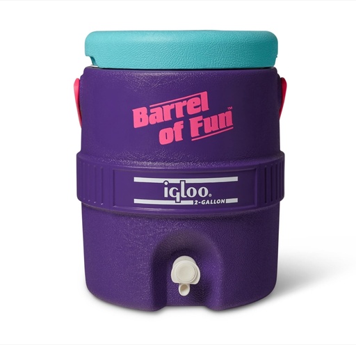 [00031414] IGLOO-Retro Barrel of Fun 2 Gallon Water Jug - Purple 