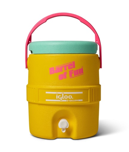 [00031416] IGLOO-Retro Barrel of Fun 2 Gallon Water Jug - Yellow