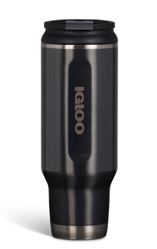 [00071082] IGLOO-40 Oz Stainless Steel  Flip ‘n’ Sip Tumbler - Carbonite