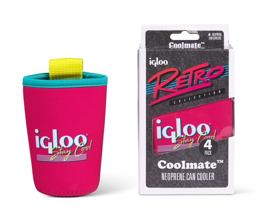 [00071000] IGLOO-Retro Soft Coolmate™ 4-Pack Can Cooler  - Dark Jade /Bold Magenta /Livewire Yellow