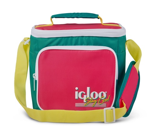 [00065479] IGLOO-Retro Square Cooler Lunch Bag - Dark Jade /Bold Magenta /Livewire Yellow