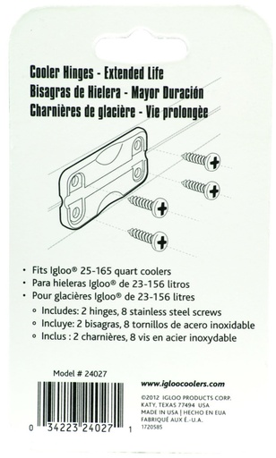 [00024045] IGLOO-Hybrid Stainless Steel/Plastic Hinges Universal Fit - Black 