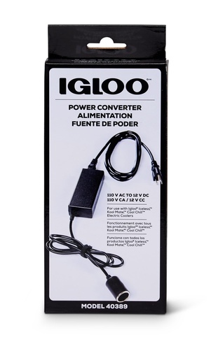 [00040389] IGLOO-110V AC Power Converter for Iceless Kool Mate Cool Chill Thermolectric Coolers - Black 