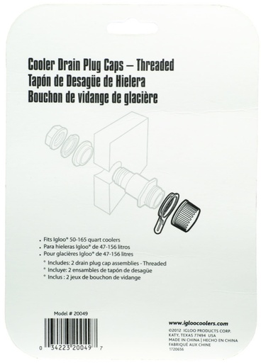 [00020049] IGLOO-Threaded Drain Plug Caps With Plastic Tether - White 