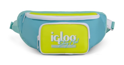 [000163080] IGLOO - Retro Fanny Pack Cooler Bag  - Lake BLue , Acid Green 